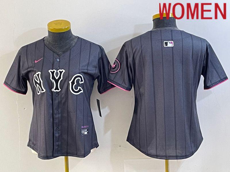 Women New York Mets Blank Black City Edition 2024 Nike MLB Jersey style 1->->Women Jersey